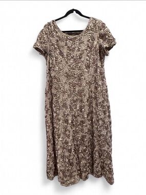 Alex Evenings Taupe Metallic Floral Maxi Dress
